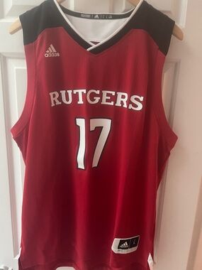 adidas Rutgers Red and Black Basketball Jersey #17